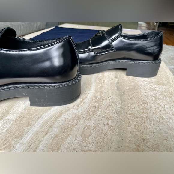PRADA brushed black leather slip on loafers - Picture 4 of 10
